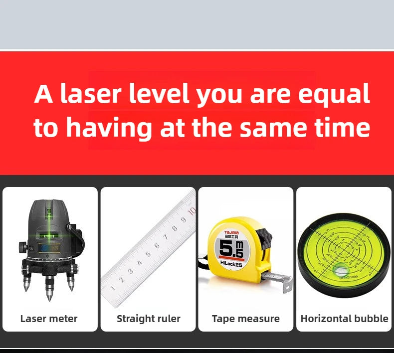 4 in 1 Measure Infrared Laser Level Machine Self Leveling for Woodworking Tools with Cross Line and Solo Leveling