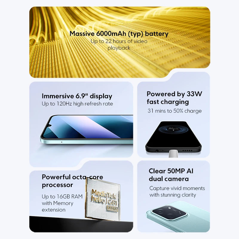 POCO C85 Global Version Smartphone 128GB 256GB MTK Helio G81-Ultra 6.9" Dot Drop Display 50MP Main Camera 6000mAh 33W Charging