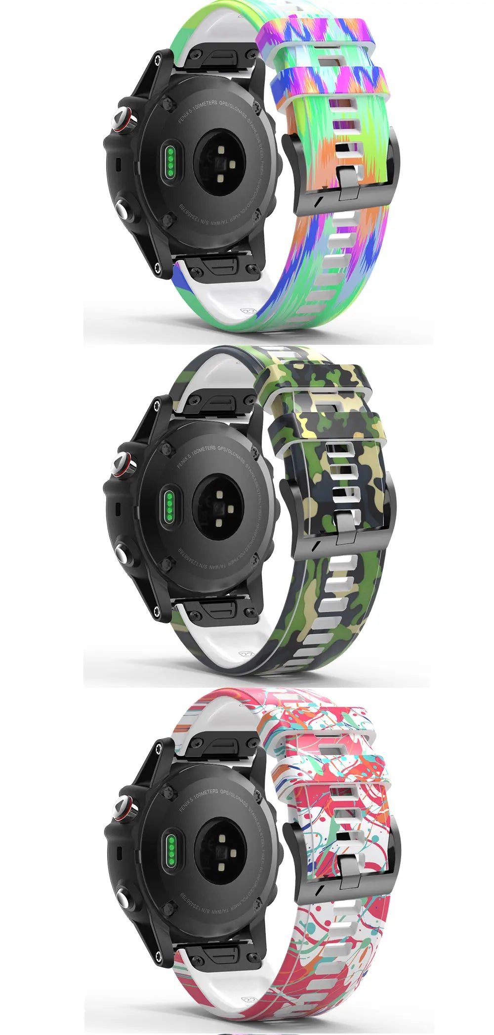 22mm 26mm Wrist Band Strap for Garmin Fenix 8 7X 7 6X 6XPro 6 5X 5 3HR SmartWatch Printed Sport Quick Release Silicone Watchband
