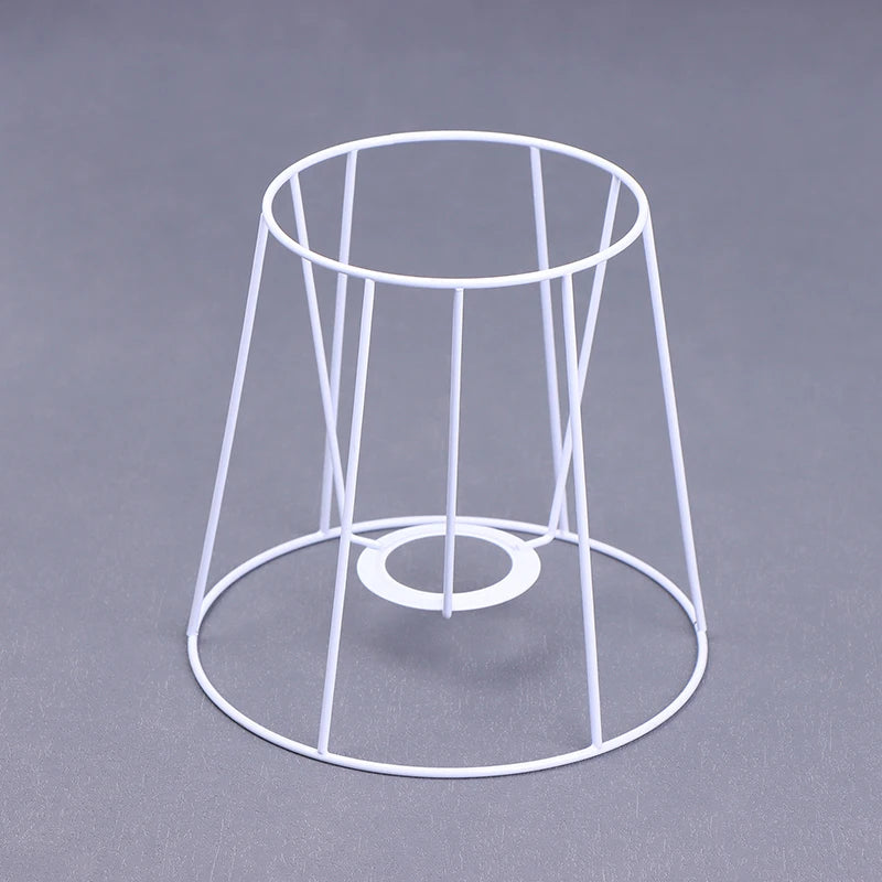 Lamp Lampshade Shade Wire Frame DIY Guard Ring Light Cage Holder Bulbpendant Drum Table Metal Vintage Cover Round Ceiling Iron