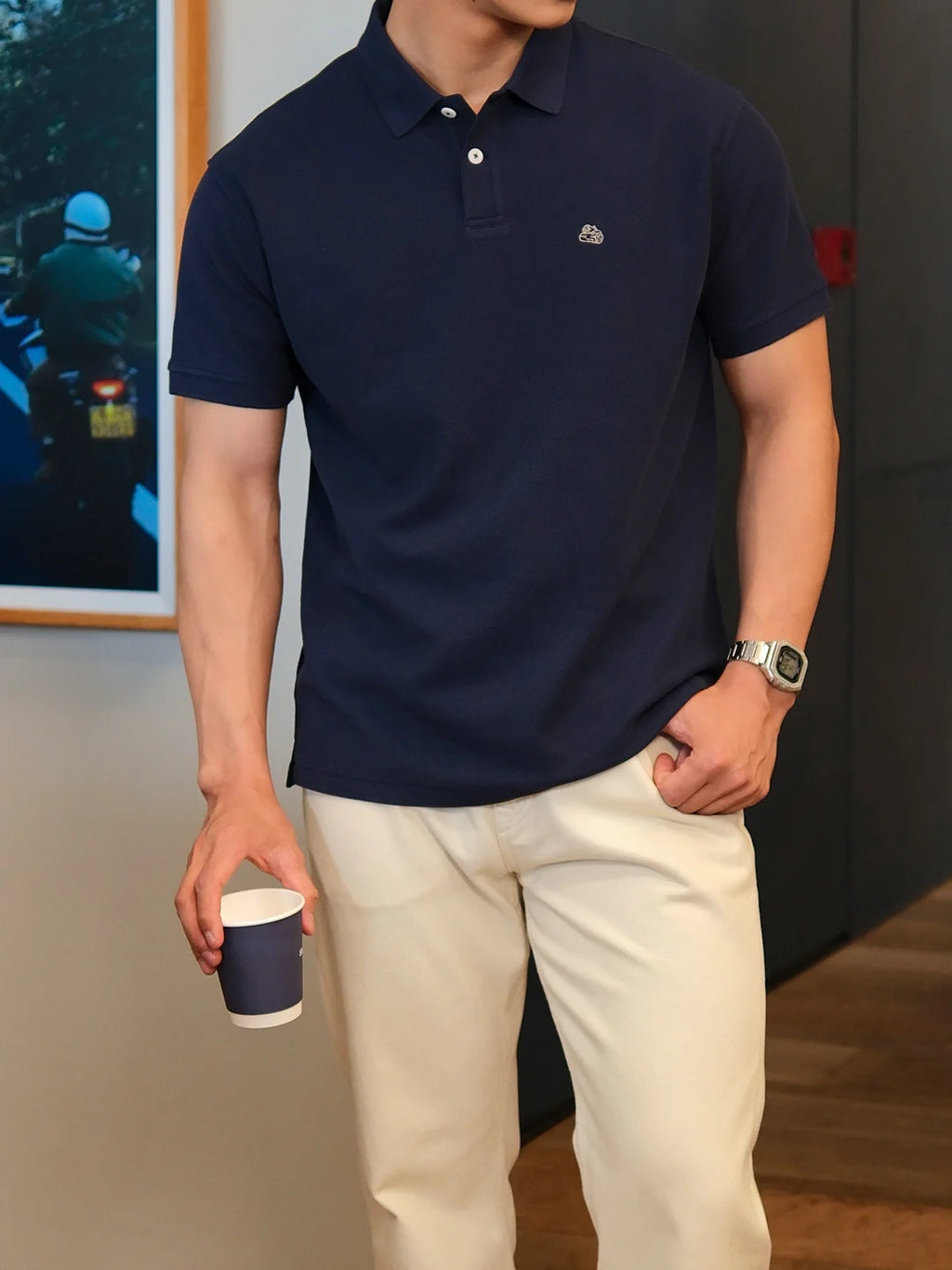 SIMWOOD 2026 Summer New Oversize Polo Shirts Men Breathable Comfortable Moisture-Wicking T-shirt Tops