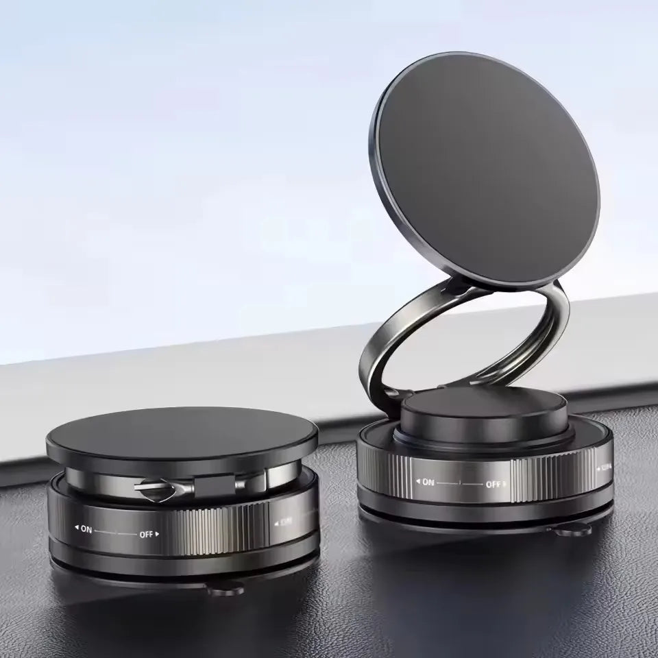 Car Phone Magnetic Stand with Mechanical Vacuum Suction Cup, 360 Degree Rotation ° Magnetic Adsorption Bracket Navigation Univer