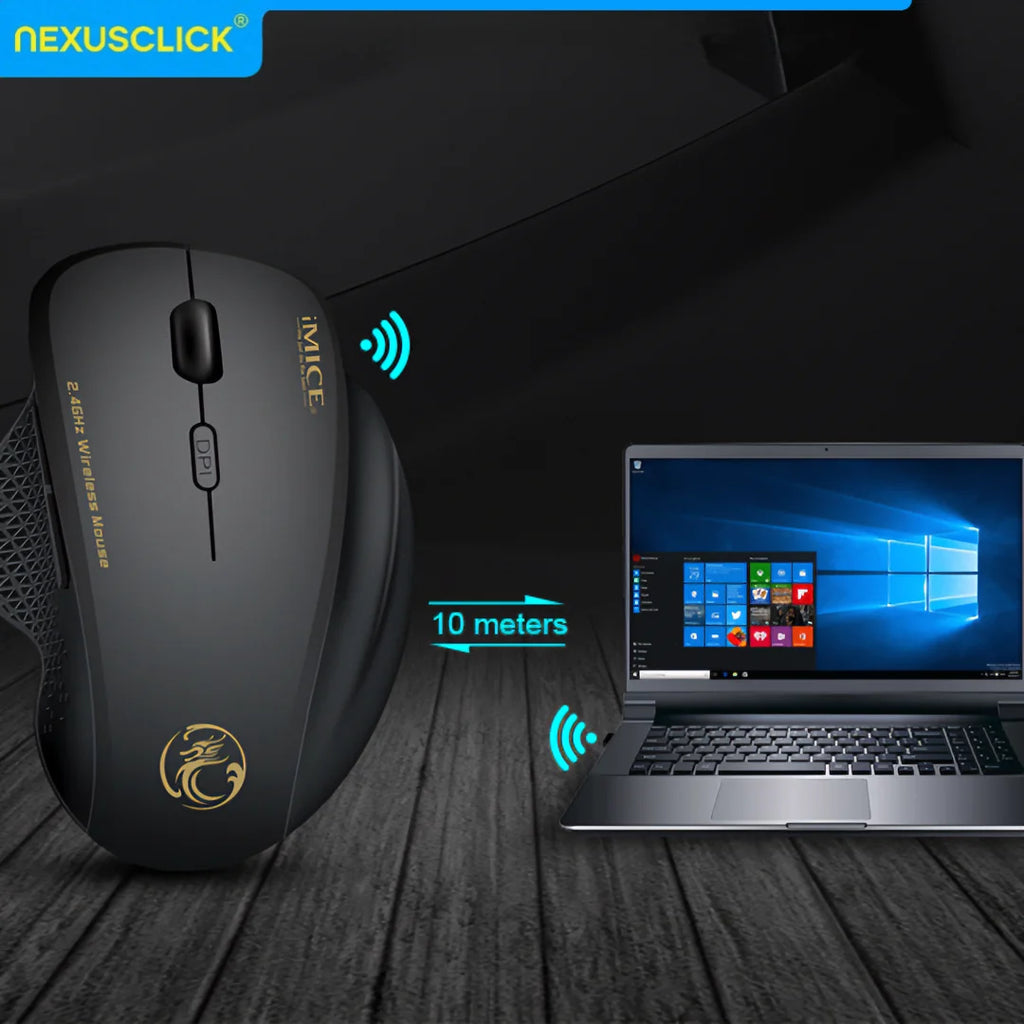 NexusClick 2.4G Wireless Silent Click Mouse,3 Adjustable DPI 6 Buttons Power Saving USB Plug Play Mice For Laptop Office Gaming