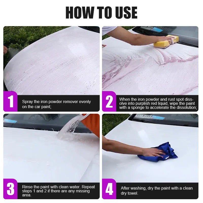 Multi Purpose Rust Remover Spray Metal Surface Car Maintenance for Wheel Cleaning Iron Powder Removal Large Capacity