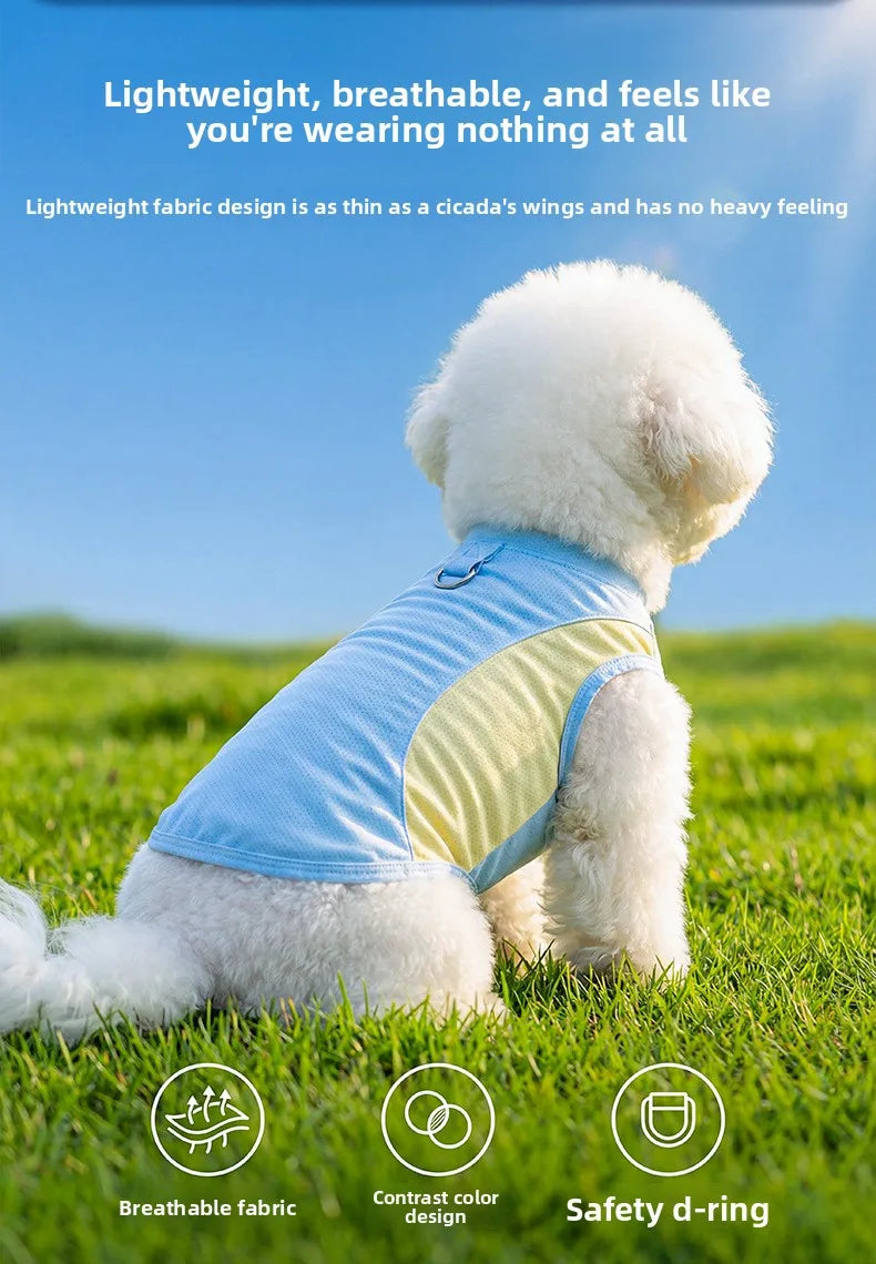 Dog cooling vest - summer sun protection, lightweight color block design, pet tank top, ice-cooling, breathable pet apparel