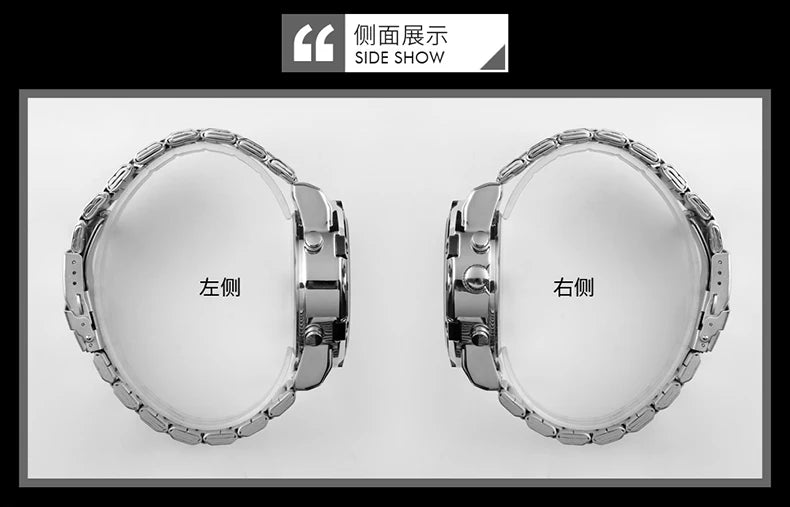 Luxury Sport Men's Quartz Watch Digital Wristwatch Waterproof Stainless Steel Male Watches Clock Relogio Masculino 1389