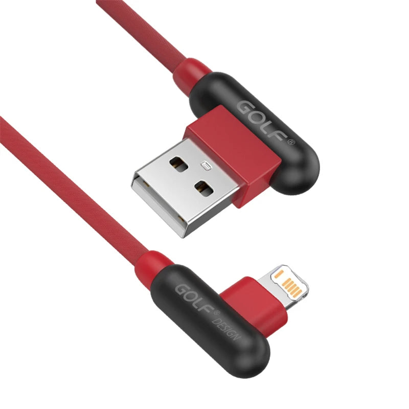 Double Elbow USB Fast Charging Cable For iPhone 11 12 13 Mini 14 Pro XS Max X XR 6 6S 7 8 Plus SE Phone Gaming Quick Charge Cord