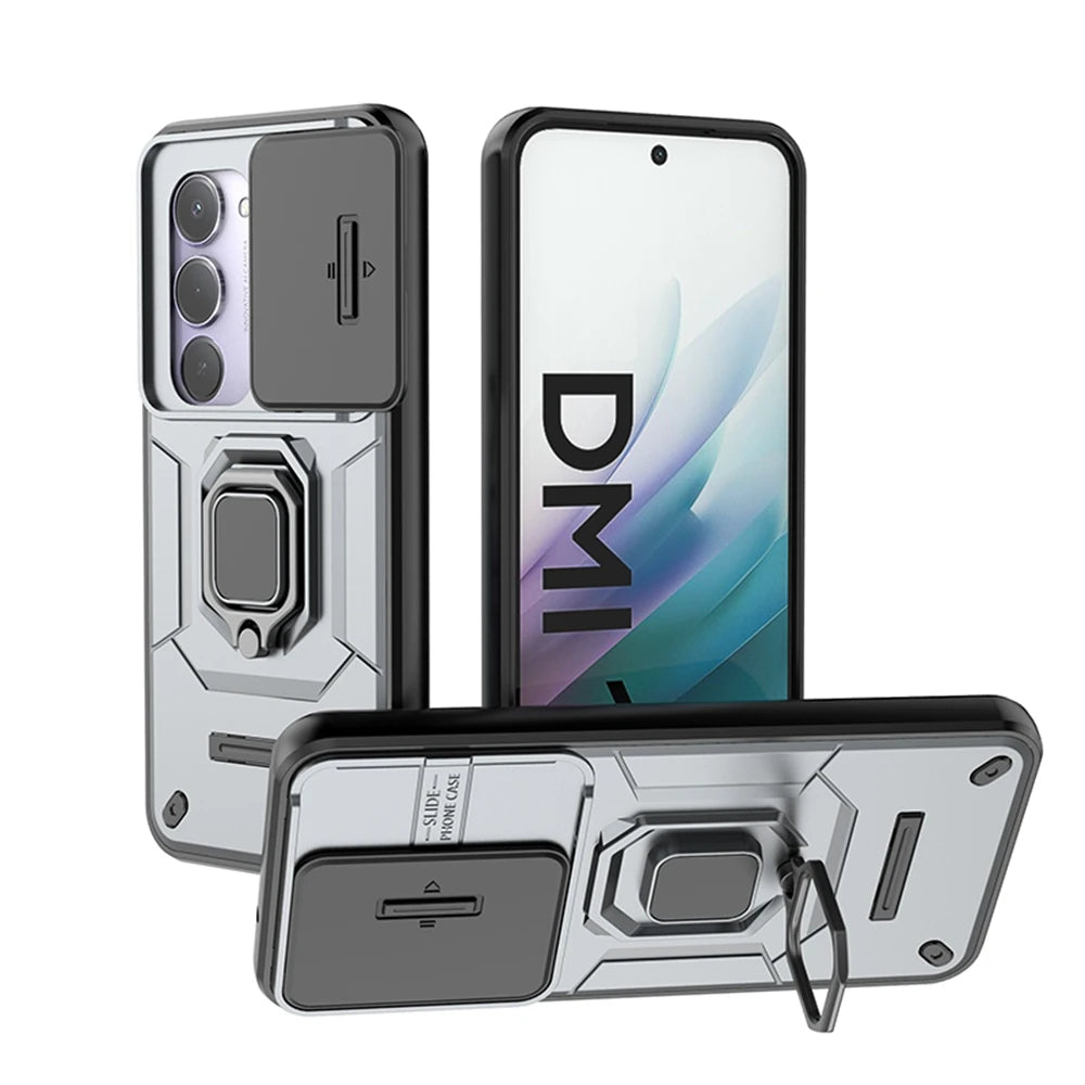 For Xiaomi Redmi 15 4G 171mm Case Slide Camera Protect Phone Case For Redmy 15 Redmi15 4G Magnetic Ring Holder Armor Back Cover