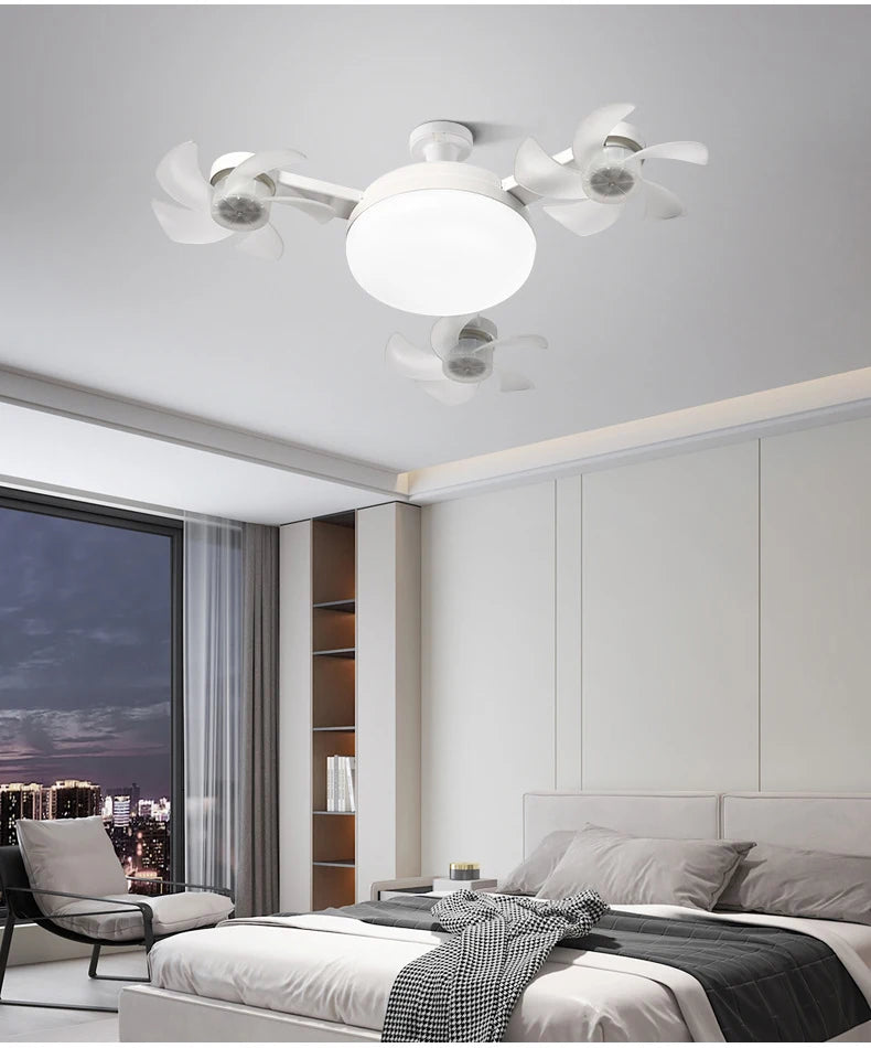 E27 LED Ceiling Fan Light with Remote Control Dimmer Function 50 60W Ceiling Light Drone Shaped Fan Light for Living Room Study