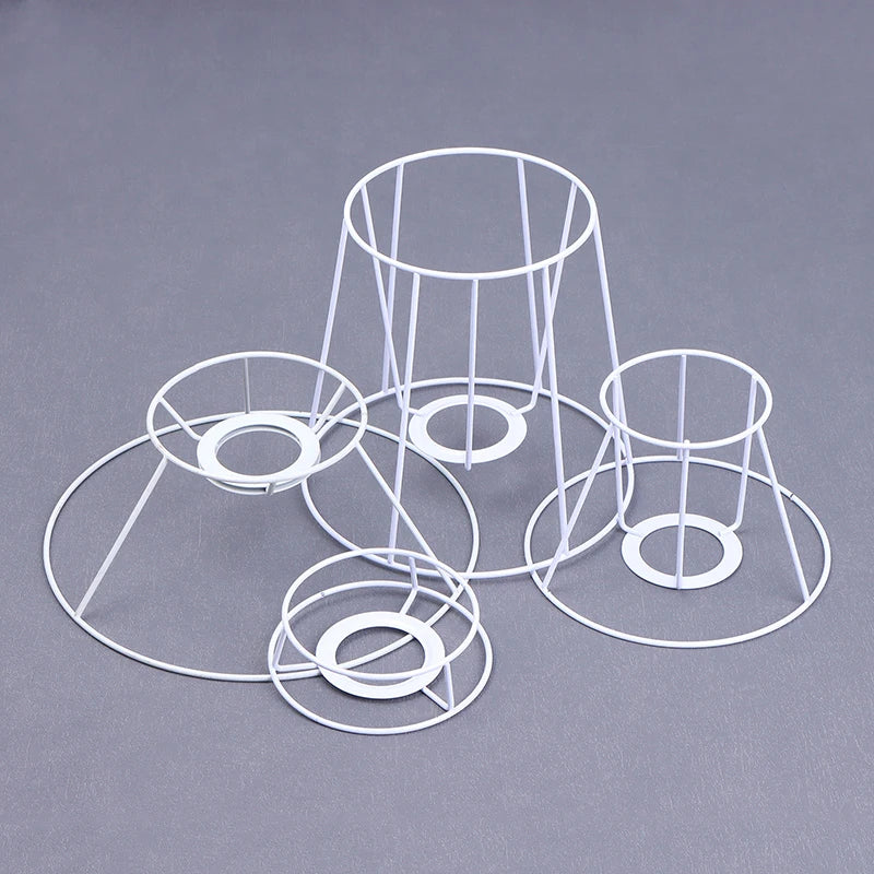 Lamp Lampshade Shade Wire Frame DIY Guard Ring Light Cage Holder Bulbpendant Drum Table Metal Vintage Cover Round Ceiling Iron