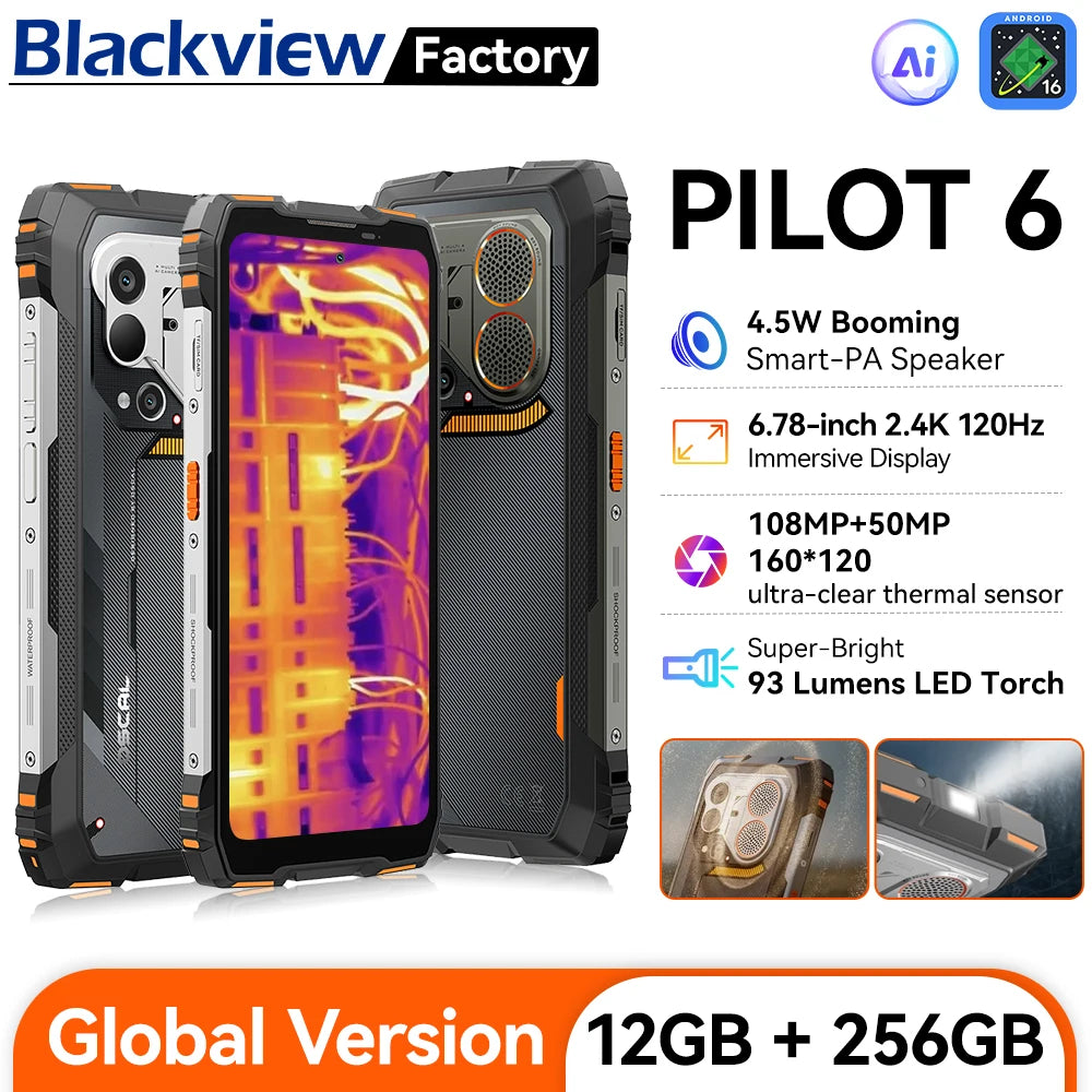 2026 Blackview OSCAL PILOT 6 Thermal Rugged Smartphone Android 16 6.67" 2.4K 120Hz Display Mobile Phone 12GB+256GB 10000Amh NFC