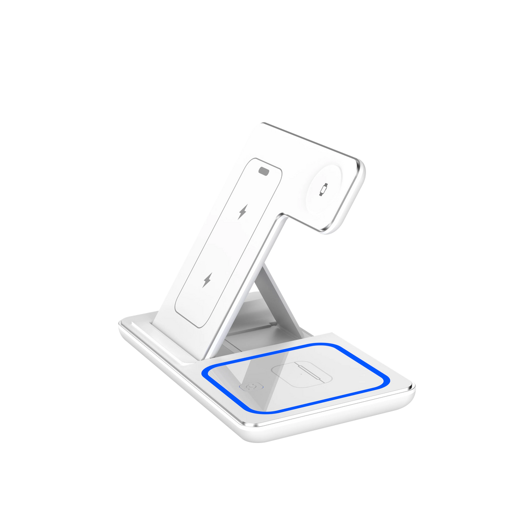Foldable 3 in 1 Wireless Charging Station for iPhone 17-12 Pro Max, iWatch Ultra, AirPods Pro 4/3 – 15W Fast Charger Stand
