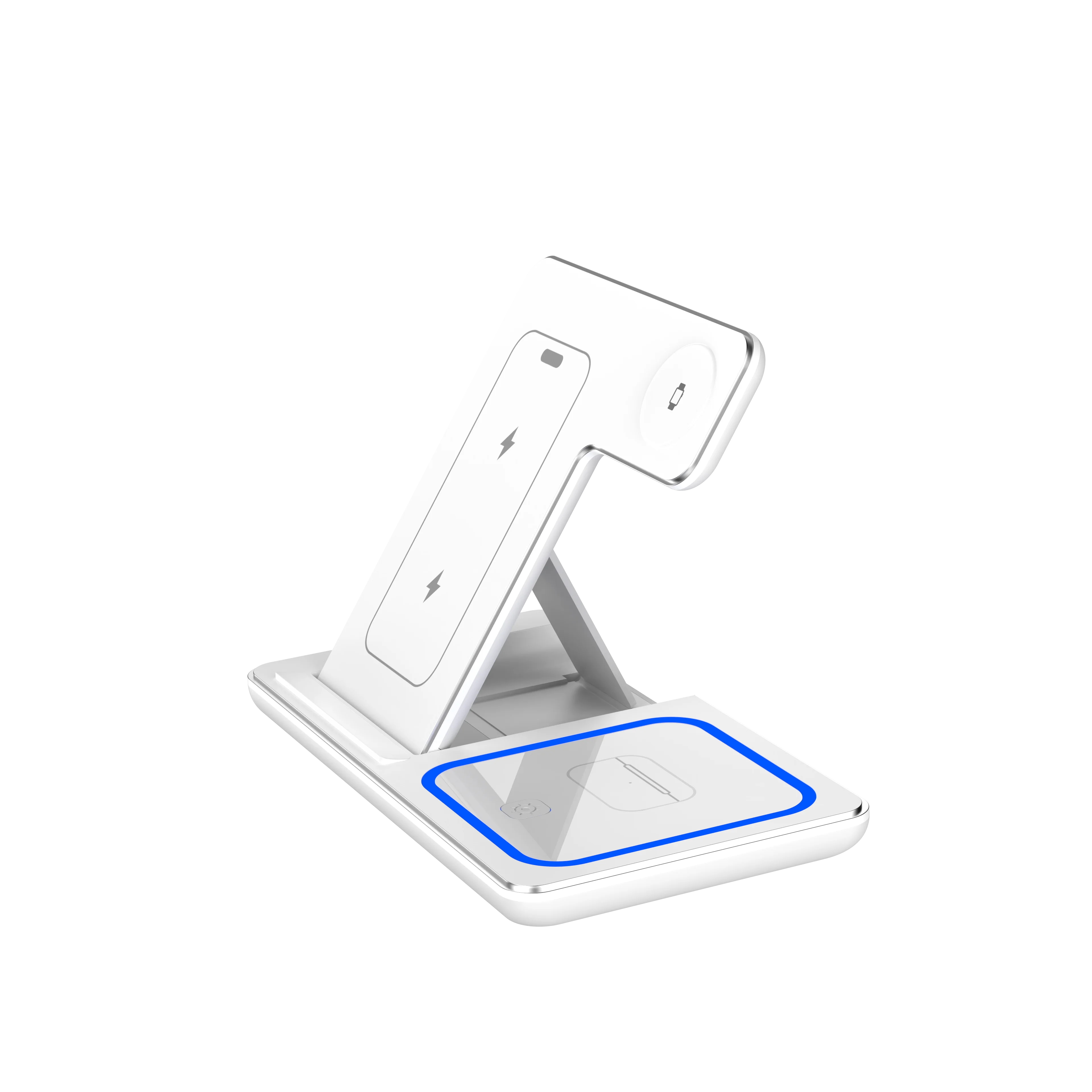 Foldable 3 in 1 Wireless Charging Station for iPhone 17-12 Pro Max, iWatch Ultra, AirPods Pro 4/3 – 15W Fast Charger Stand