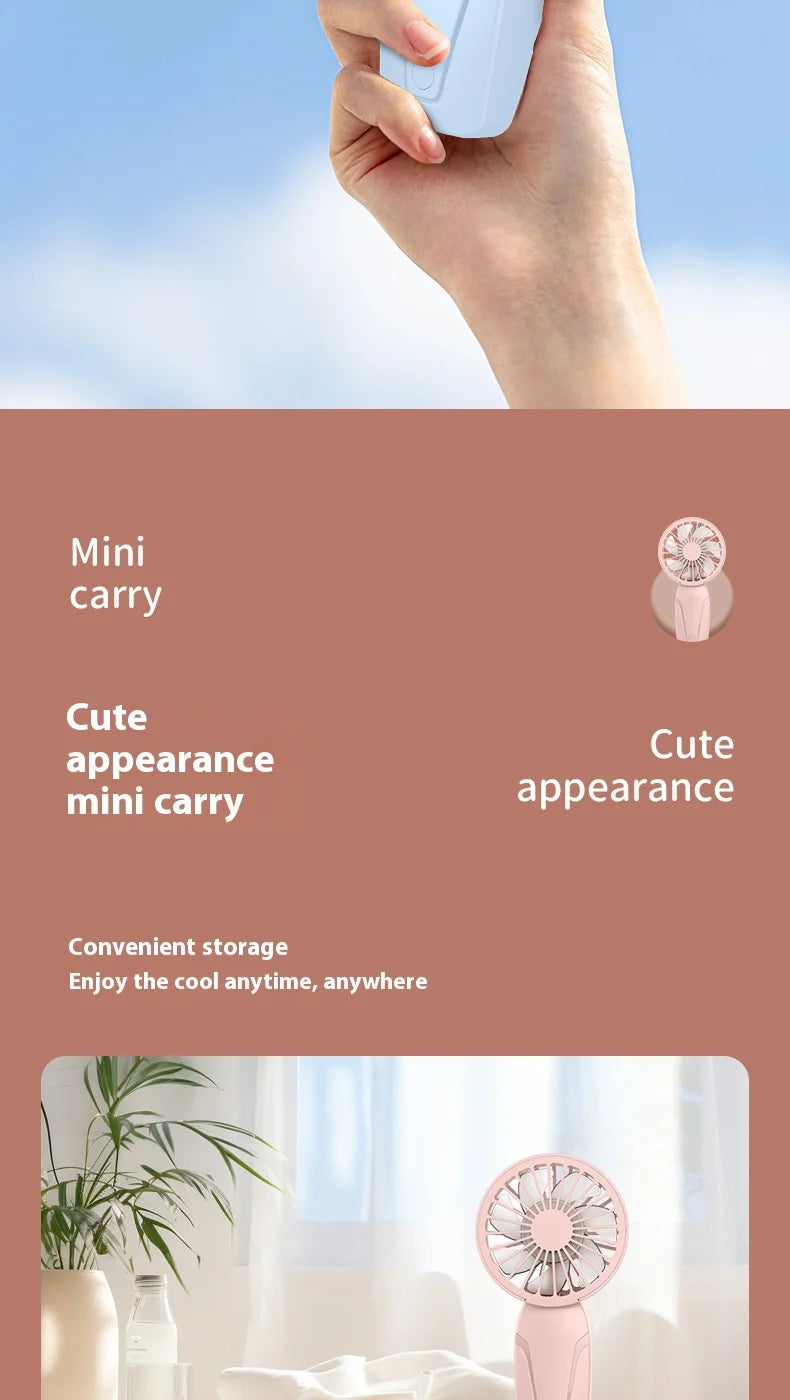 Portable Handheld Small Fan ABS Lightweight Cute Appearance USB Rechargeable Mini Fan For On Go Cooling Portable Mini Pocket Fan