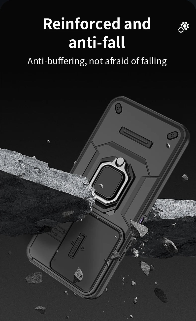 For Xiaomi Redmi 15 4G 171mm Case Slide Camera Protect Phone Case For Redmy 15 Redmi15 4G Magnetic Ring Holder Armor Back Cover