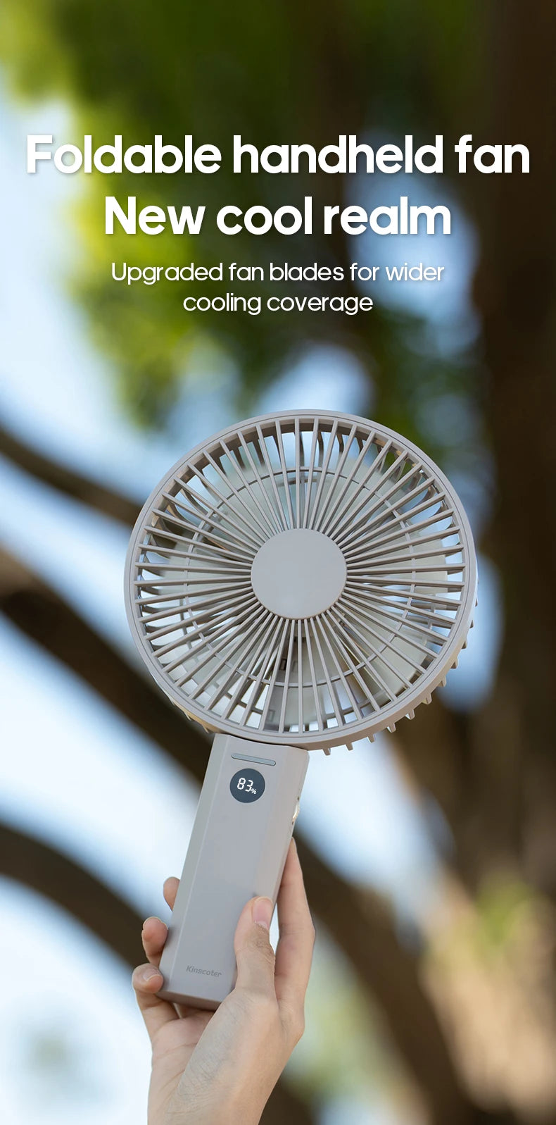New Portable Folding Handheld Fan 3600mAh Desktop Rechargeable Fan 100-speed Wind Angle Adjustable for Home Outdoor Travel