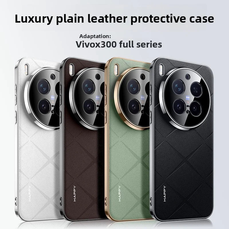 For VIVO X300 Pro X 300 Luxury Leather Plating Frame Case for VIVO X300pro Camera Protection Shockproof Bumper Cover Capa