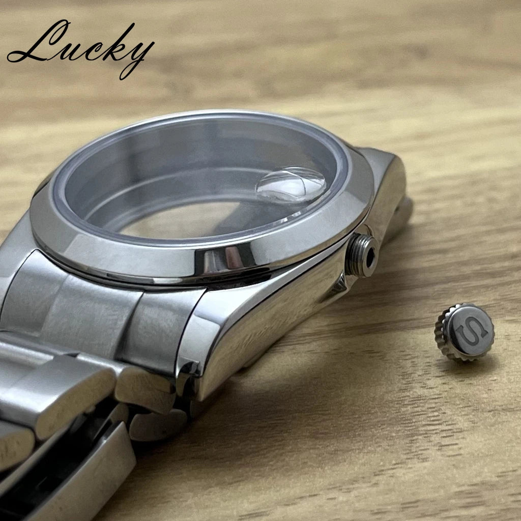 36mm 40mm Fit NH34 NH35 NH36 ETA2824 PT5000 Movement Case Brushed Center  Bracelet Sapphire Glass Crystal Suitable S Crown
