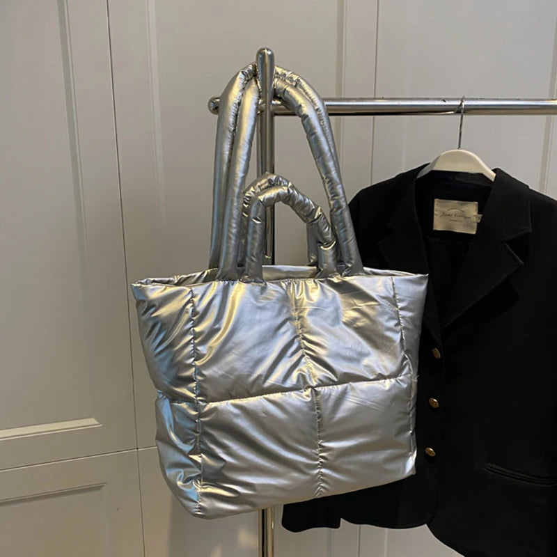 Yogodlns Large Capacity Underarm Bag Fashion Quilted Women Shoulder Bag Designer Space Padded Cotton Handbag Luxury Shopper Tote