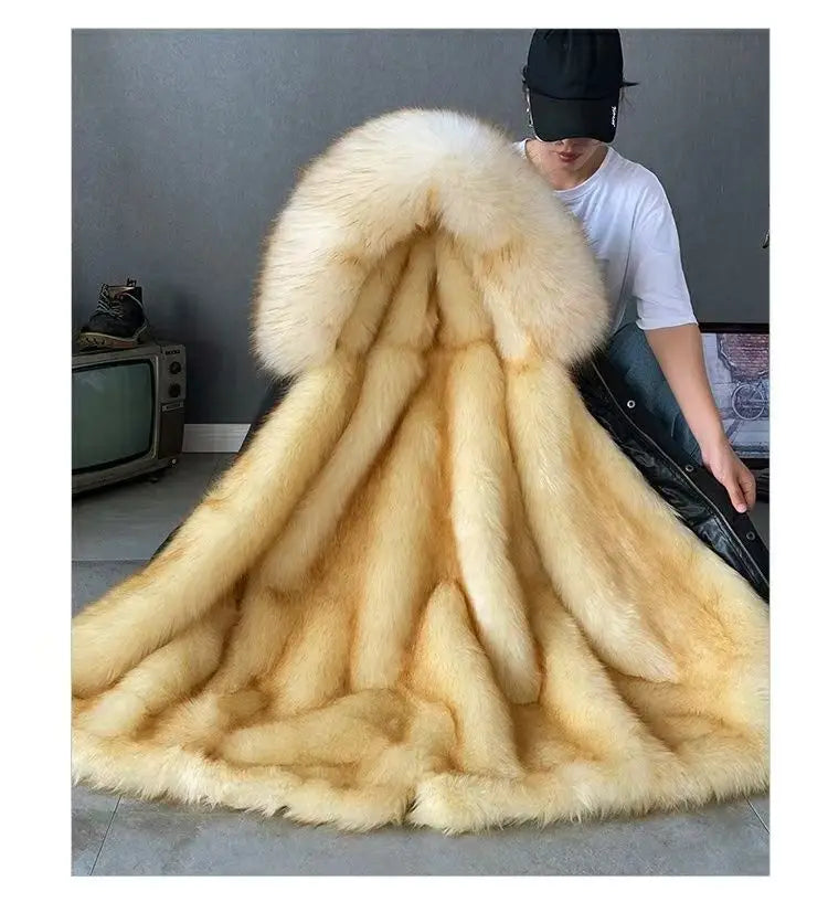 Winter Men Parka Warm Coat Men Wool Liner Jacket Long Hooded Jacket High Quality Raccoon Fur Collar