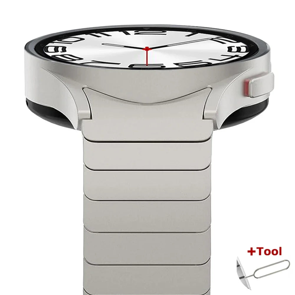 Premium metallic replacement bracelet featuring a sophisticated executive design."
