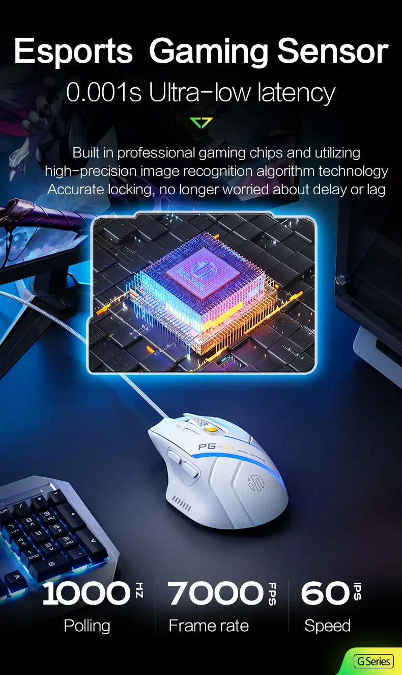 Inphic PG1 PG9 RGB Wired Gaming Mouse Ergonomics 1000Hz Polling Rate Stable Connection For Desktop And Laptop Computers