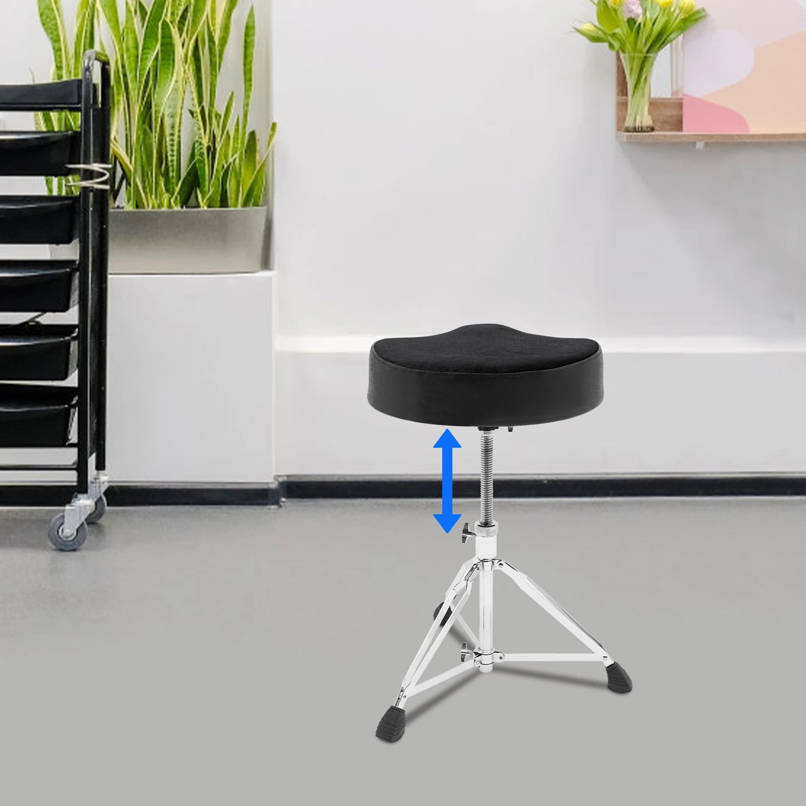Drum Stool with Foldable Iron Frame, PU Seat, 220 lbs Capacity, Portable, Easy to Clean, Ideal for Musicians and Gigs