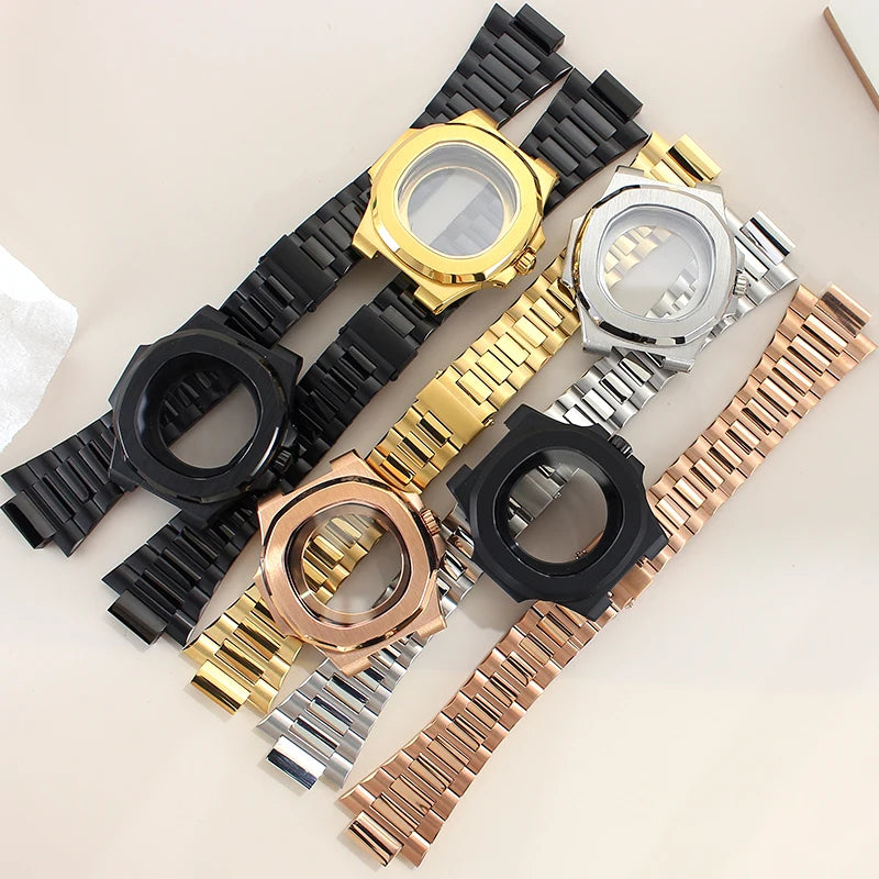 40mm NH35 Watch Cases Sapphire Crystal For Mod Nautilus Seiko NH34 NH35 NH36 NH38 4R36 Movement 29.8mm Dial Solid Steel Bracelet