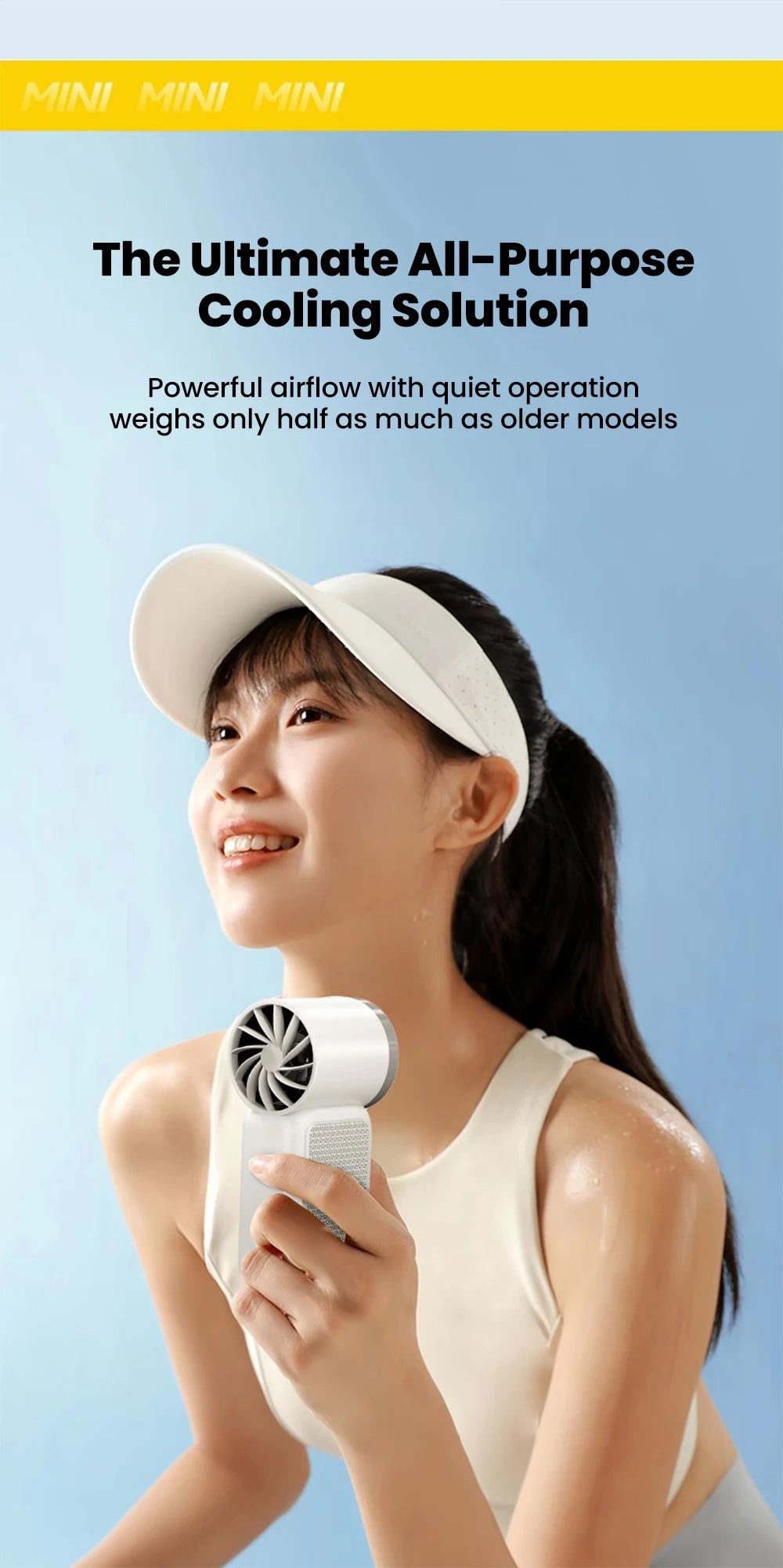 Portable Handheld Mini Fan Maximum Wind Speed 10m/s Folding Desktop 5speed Built in AI Chip Adjustment Fan Type-C Ports Charging