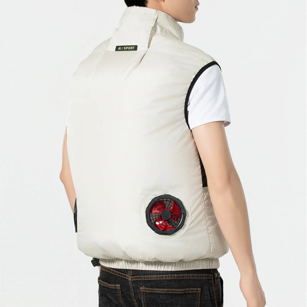 Cooling Vest Air Conditioner Clothes Breathable Sleeveless Workwear 3 Gear Wearable Cooling Fan Vest for Summer Camping Fishing
