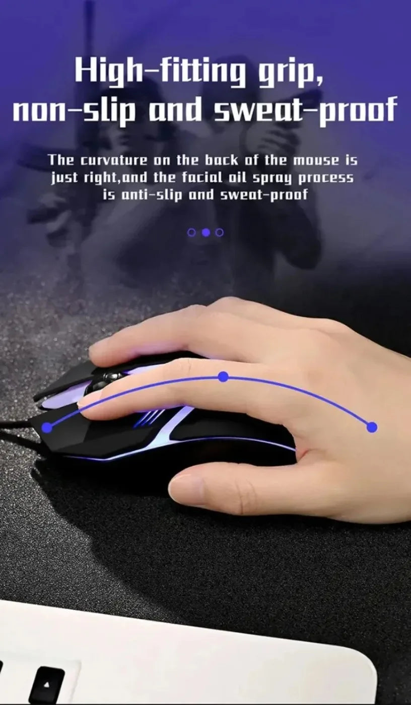 USB LED Colorful Luminous Button Gaming Mouse Wired Mouse For PC Gamer Computer Desktop Laptop Mice DPI1200 RGB Ergonomic Mouse