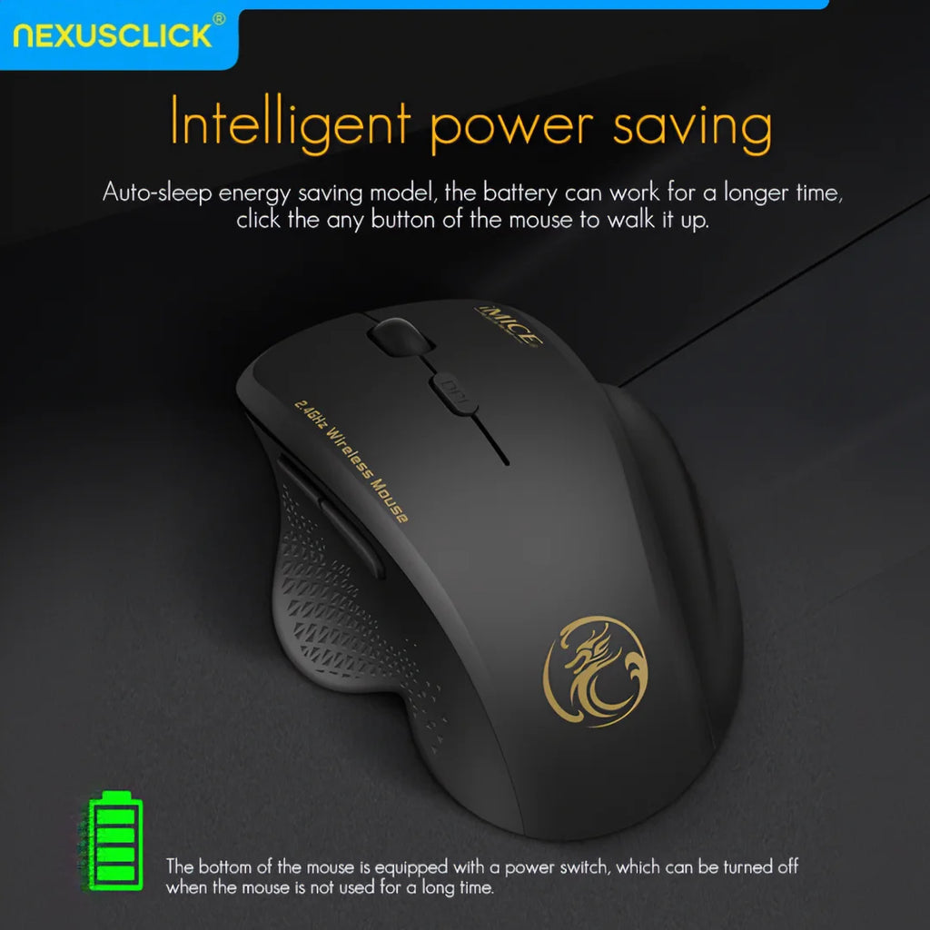 NexusClick 2.4G Wireless Silent Click Mouse,3 Adjustable DPI 6 Buttons Power Saving USB Plug Play Mice For Laptop Office Gaming