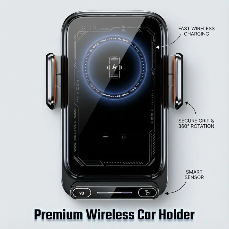2026 New Upgraded 15W Qi FCC ROHS Car Phone Charger Holder Auto Induction One Key Release 360 Rotating for Dashboard Windshield