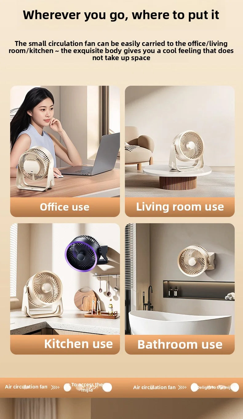 Cordless Electric Fan 3600mah Wireless Portable Air Circulator Fan Desktop Wall Ceiling Air Cooling Cooler Quiet Ventilator