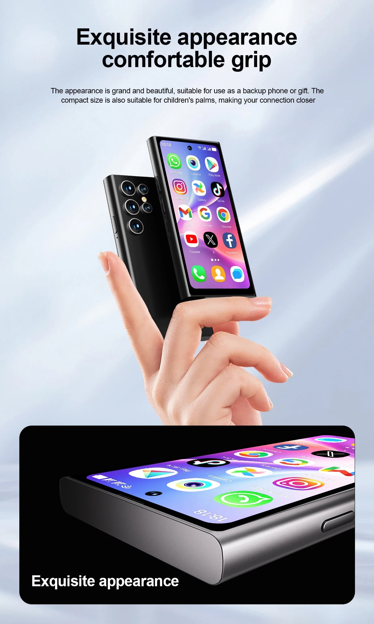 SERVO S27 MINI Android Small Smartphone 3G WCDMA Play Store 2GB+16GB WiFi Hotspot GPS Face ID 4.0" Mini Smart Phone 2SIM Standby