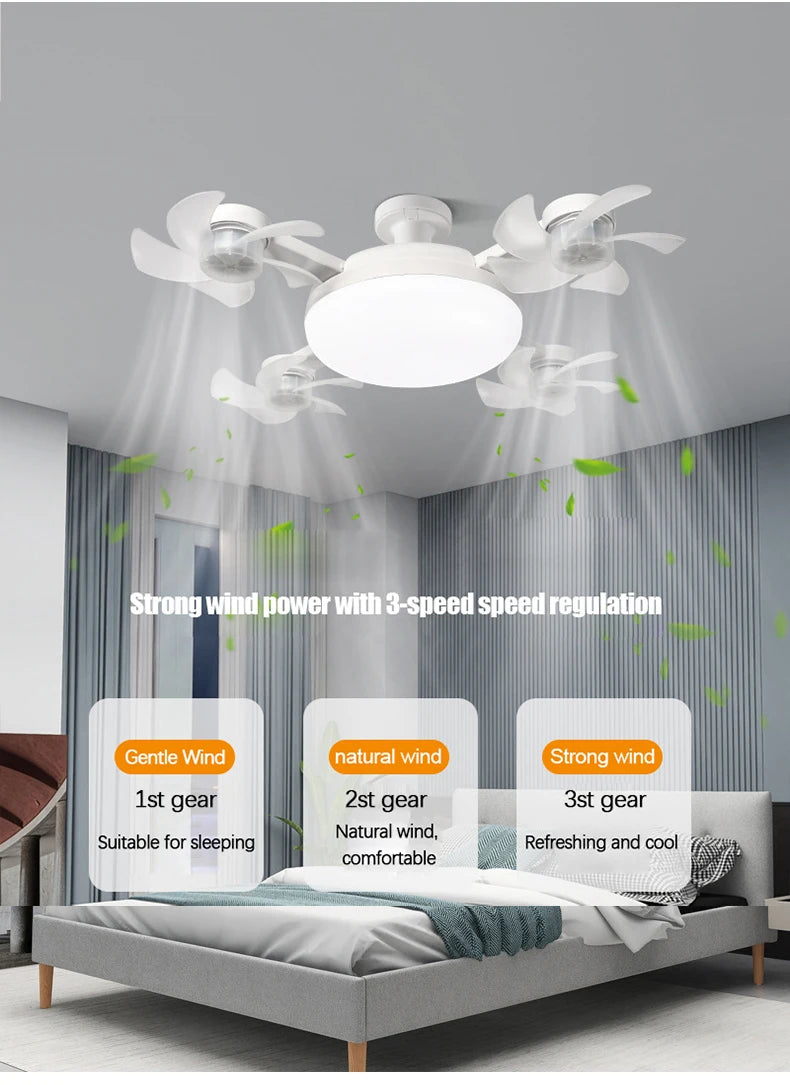 E27 LED Ceiling Fan Light with Remote Control Dimmer Function 50 60W Ceiling Light Drone Shaped Fan Light for Living Room Study