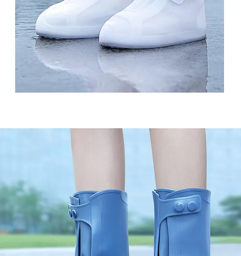 Waterproof Shoe Cover Silicone High Top Rain Boots Cover Non-slip Shoes Protector Outdoor Reusable Thickened Footwear WaterShoes