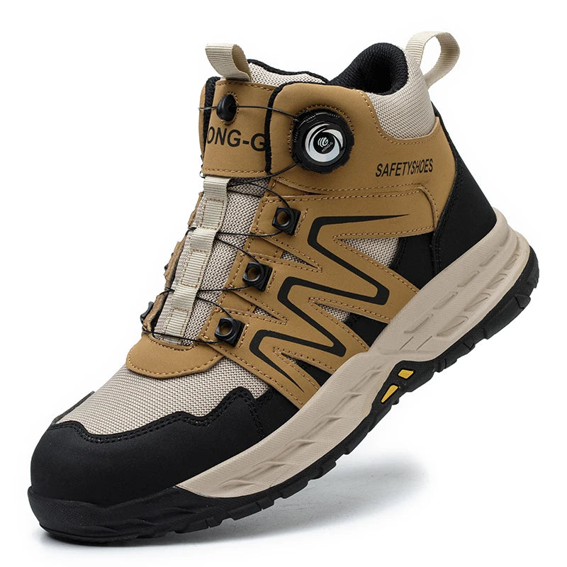 Rotating Button New Safety Shoes Men Anti-smash Anti-puncture Work Shoes Fashion Men Sport Shoes Security Protective Boots Men