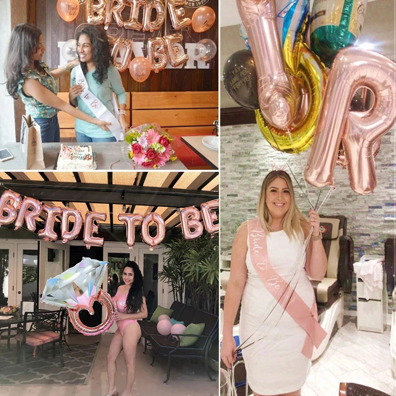 Wedding Decoration Bridal Shower Veil Team Bride To Be Satin Sash Balloon Bachelorette Party Girl Hen Party Decoration Supplies