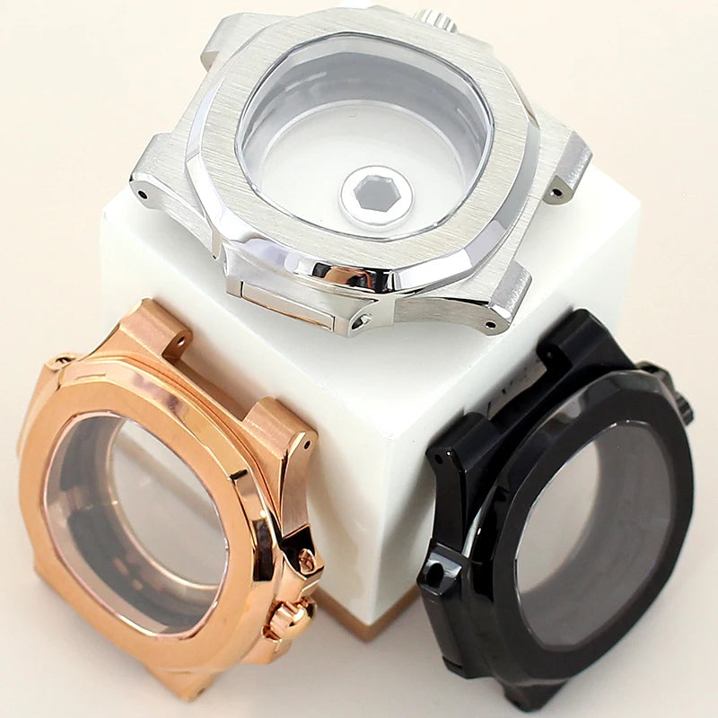 40mm NH35 Watch Cases Sapphire Crystal For Mod Nautilus Seiko NH34 NH35 NH36 NH38 4R36 Movement 29.8mm Dial Solid Steel Bracelet