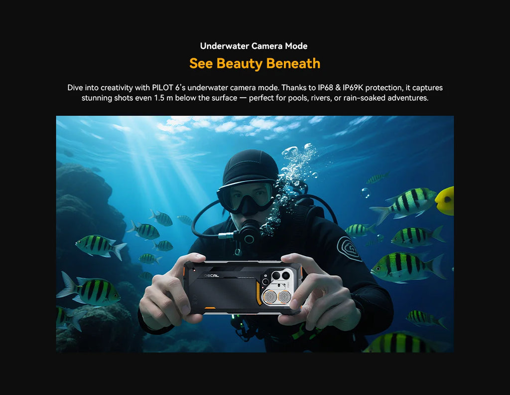 Blackview OSCAL PILOT 6 thermal imaging Rugged Smartphone MTK G100 6.67" 2.4K Display 120Hz, 12GB 256GB, 10000Amh Phones Dual 4G