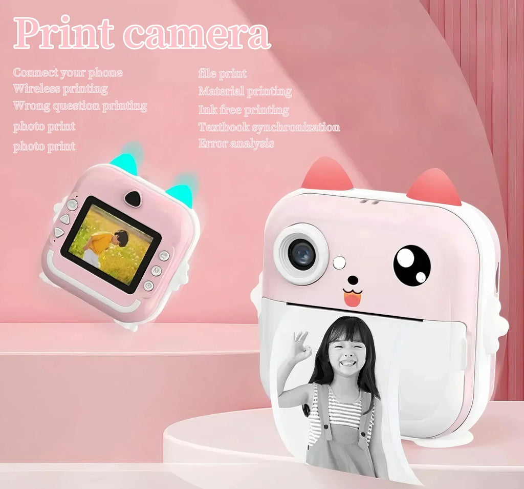 Children Camera Instant Print Mini Digital Video Camera for Kids   HD Screen APP Connect children's digital camera toys as gifts