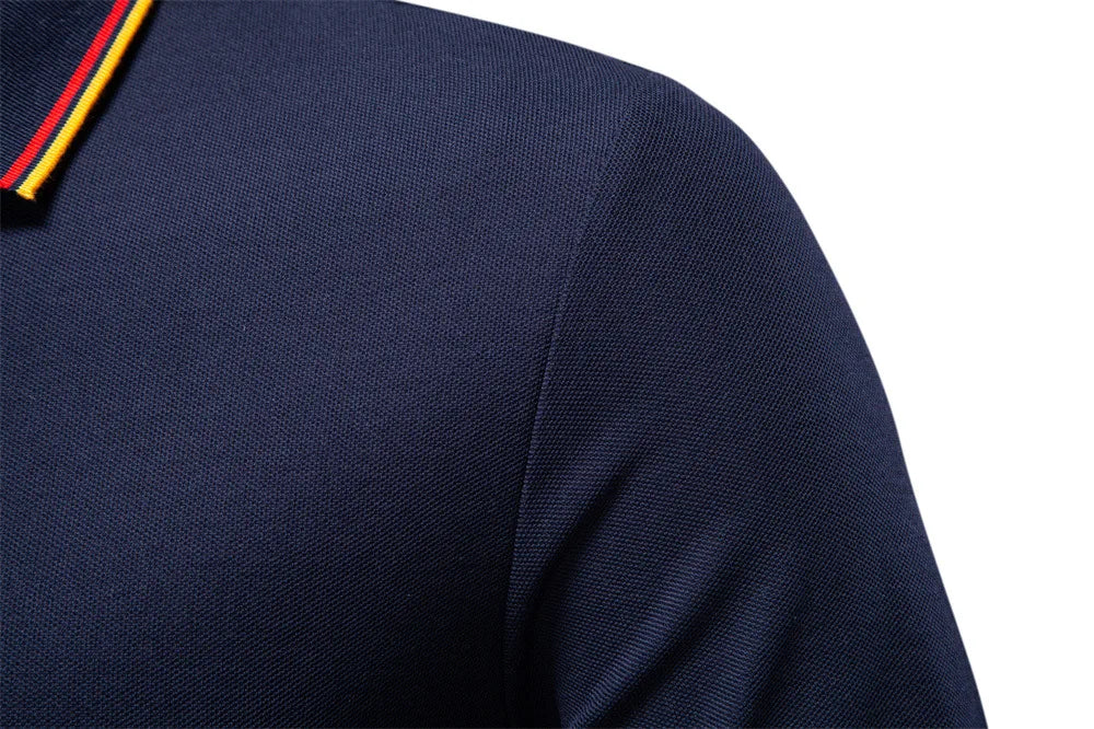2025 Autumn New Men's Deer Embroidery Cotton Rich Blend Breathable Polo Shirts Long Sleeve Social Business Golf Polo Shirts Male