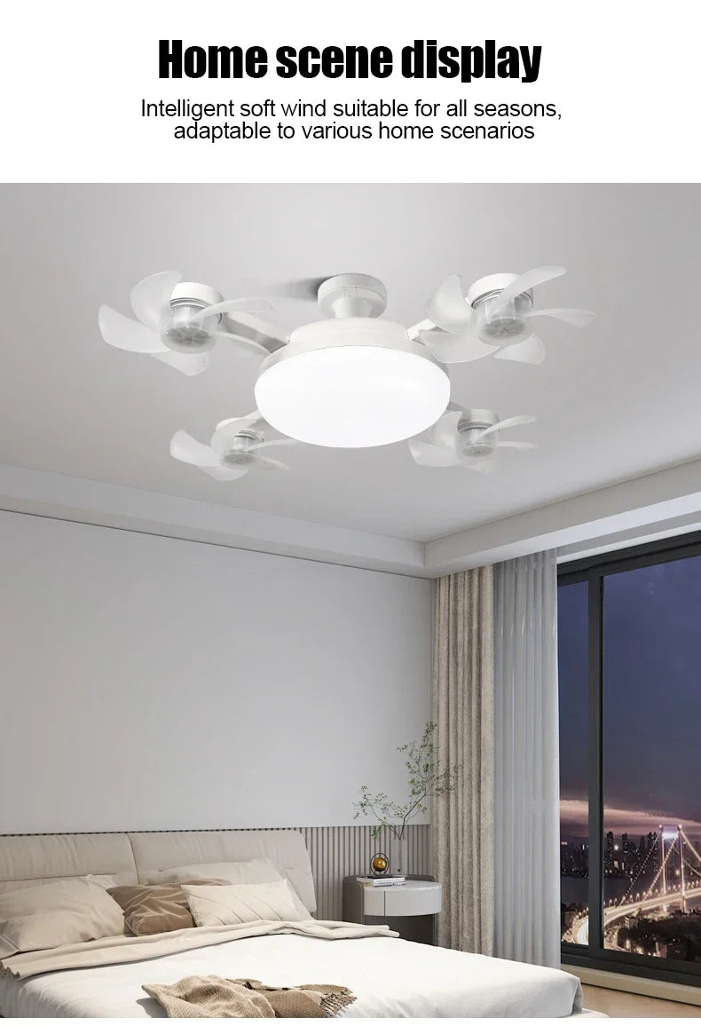 E27 LED Ceiling Fan Light with Remote Control Dimmer Function 50 60W Ceiling Light Drone Shaped Fan Light for  lighting
