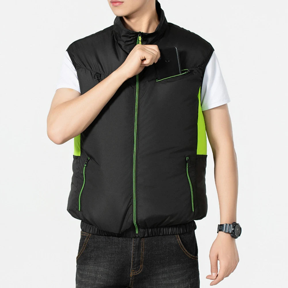 Cooling Vest Air Conditioner Clothes Breathable Sleeveless Workwear 3 Gear Wearable Cooling Fan Vest for Summer Camping Fishing