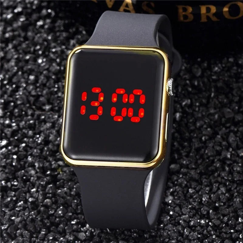 Fashion Digital Watches For Women Men Simple Square Sports LED Wristwatches Silicone Strap Casual Electronic Clock Reloj Hombre
