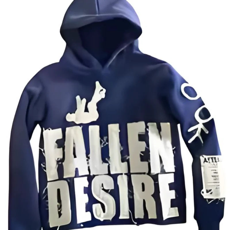 2025 Patchwork Embroidered Hoodie Street Harajuku Retro Loose Both Men and Women Harajuku Style High Street Hip-hop Retro