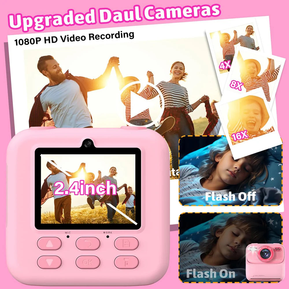 Children Digital Camera Photography Instant Camera 1080P HD Dual Lens Kids Video Recorder Toys for Girls Boys Best Birthday Gift