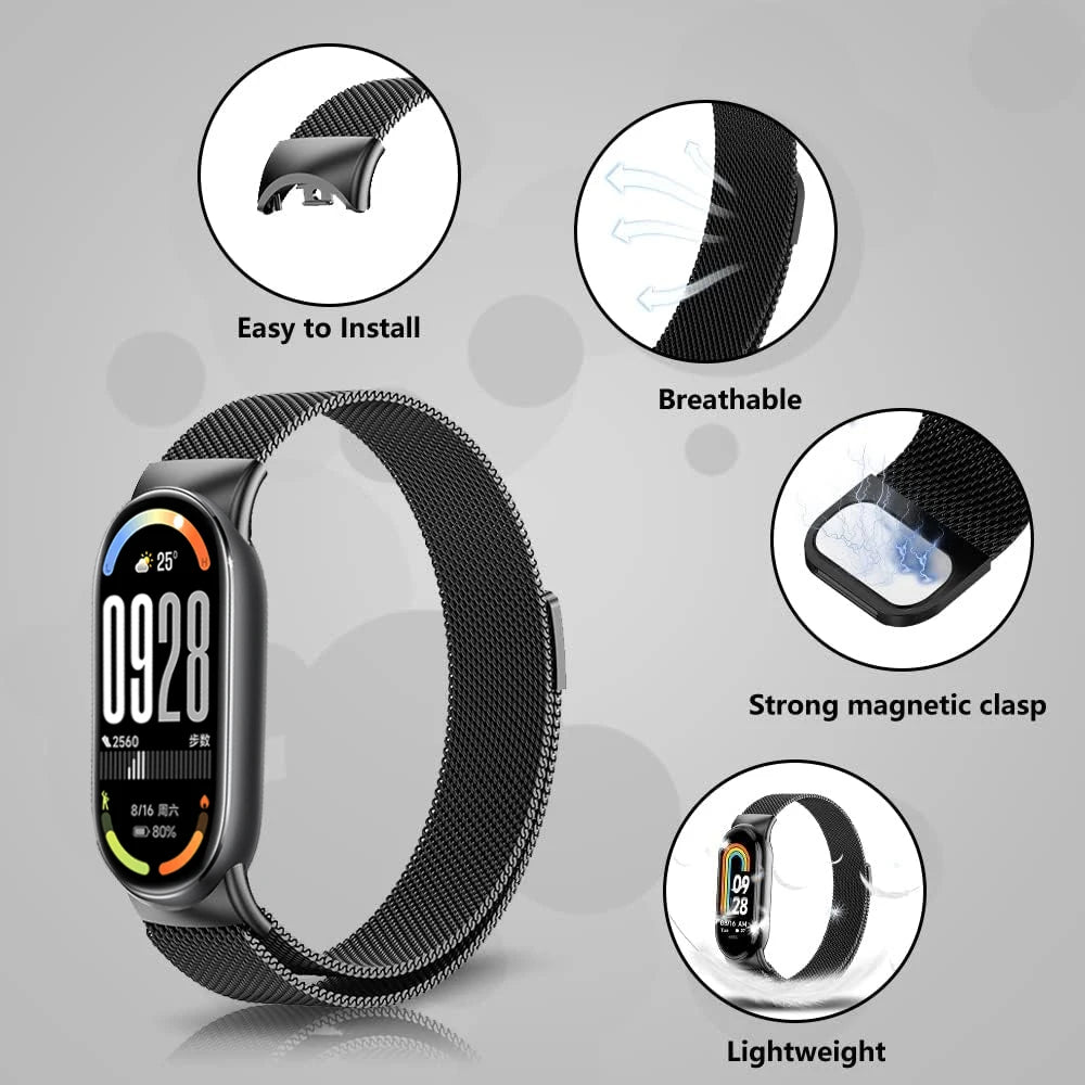 Magnetic Straps for mi band 10 miband 10 nfc Watch accessories Stainless Steel belt correa bracelet for Xiaomi mi band 10 bands