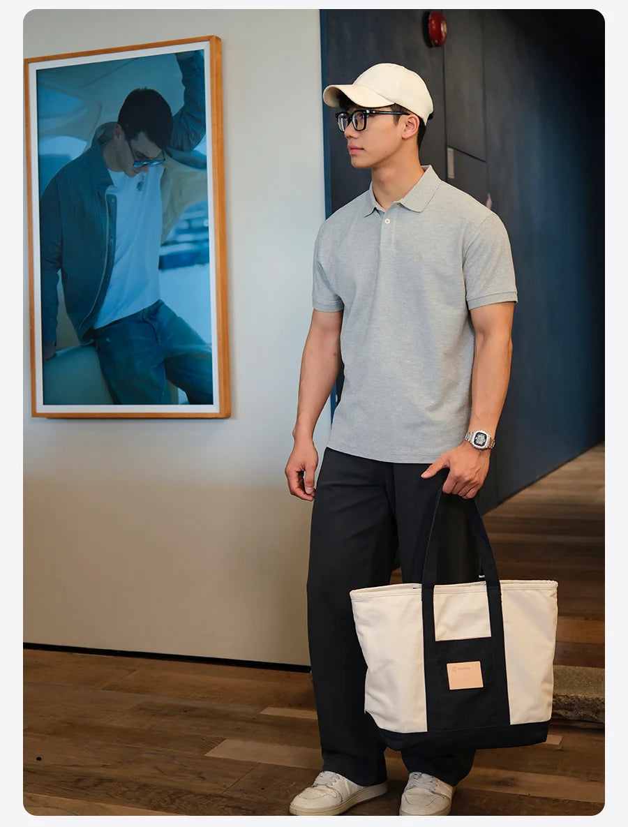 SIMWOOD 2026 Summer New Oversize Polo Shirts Men Breathable Comfortable Moisture-Wicking T-shirt Tops